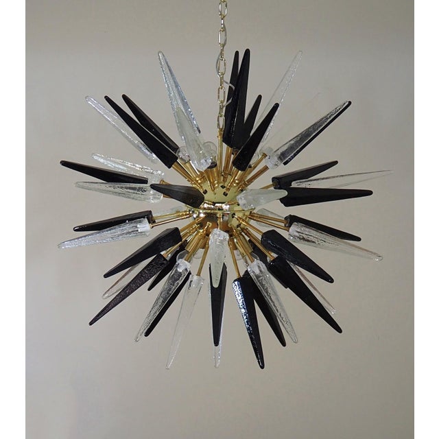 Murano Trasparent and Black Glass Sputnik Chandelier, 1990 For Sale - Image 4 of 18