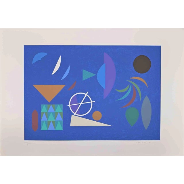 Otto Hofman, Blue Composition, Original Screen Print, 1989 For Sale