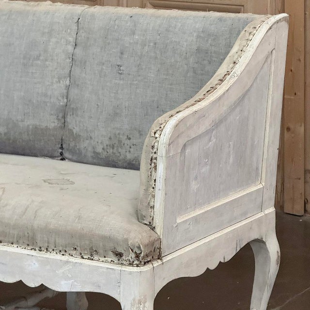 18th Century Swedish Rococo Bench in Hand-Scraped Painted Finish For Sale - Image 11 of 18