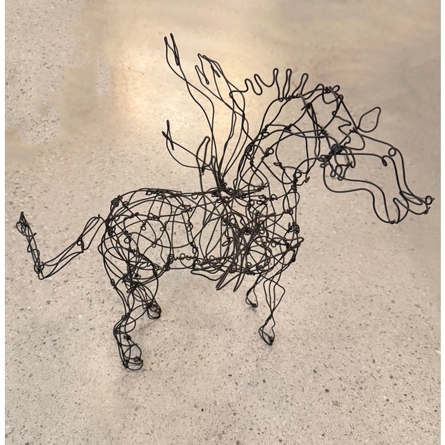 This exceptional mid-century continuous wire sculpture of the mythological Pegasus is the work of legendary New York City...