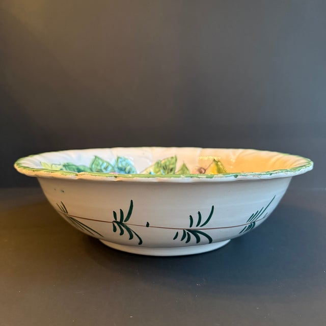 1980s Italian Handpainted Embossed Fruit Serving Bowl For Sale - Image 4 of 8