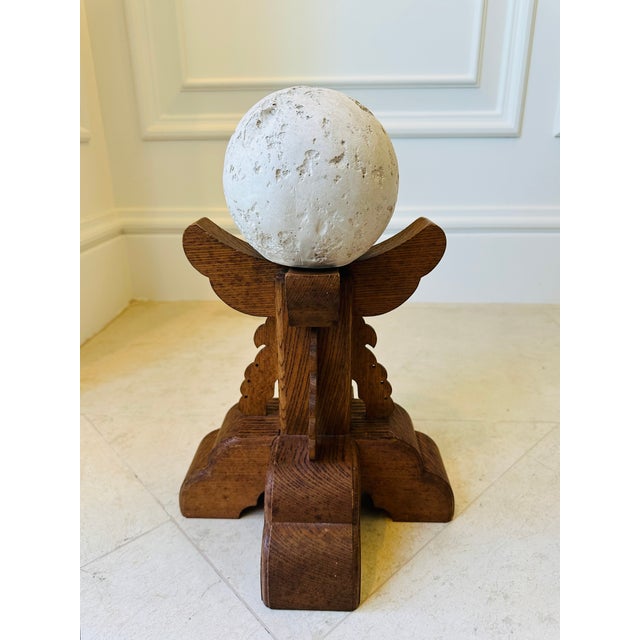 Folk Art Vintage 1970’s Carved Wood Plinth For Sale - Image 3 of 13
