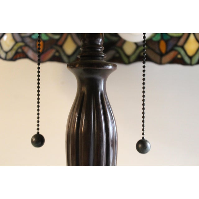 Mid 20th Century Wonderful Art Nouveau Tiffany-Style Lead Shade Lamp For Sale - Image 5 of 16