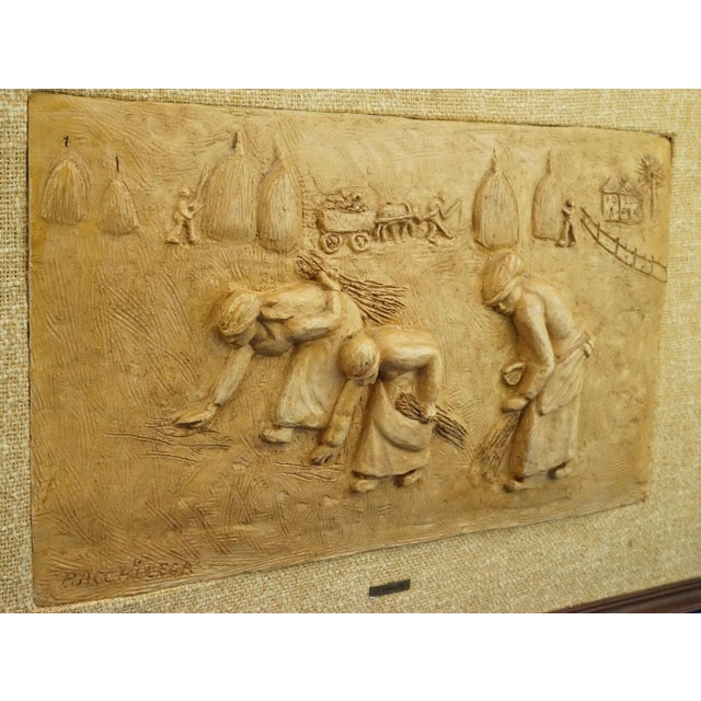 Bucci Melandri School The Gleaners Bas-Relief Plaque in Ceramic Faenza by Aldo Bacchilega, Italy, Early 1900s For Sale - Image 9 of 18