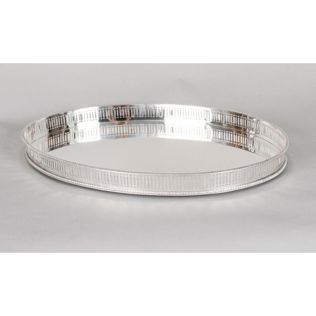 Antique 20th Century Victorian Oval Silver Plated Gallery Tray, 1920s For Sale - Image 4 of 12