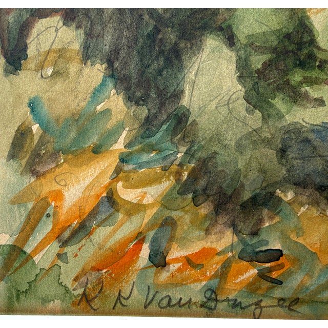 Impressionist K K Van Drugel - Landscape - Impressionist Watercolor - 1920s For Sale - Image 3 of 8