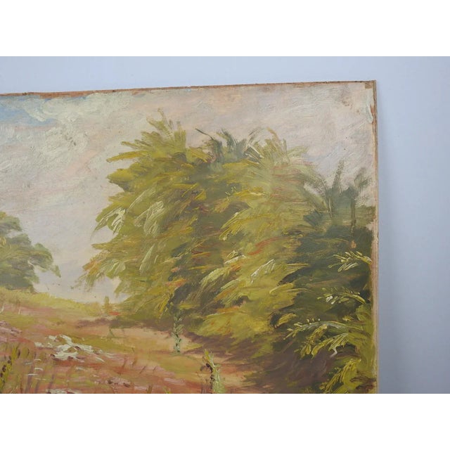 Vintage Mid 20th Century Impressionist Meadow Landscape Painting For Sale - Image 4 of 7