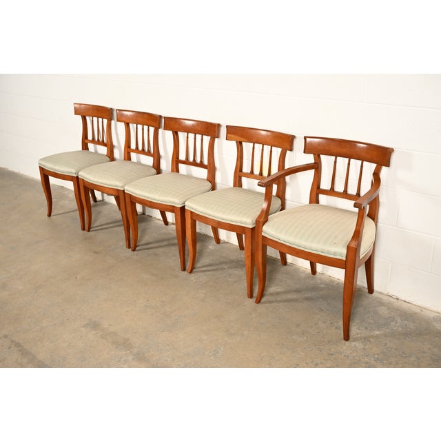 Kindel Furniture Regency Solid Cherry Wood Klismos Dining Chairs, Set of Five For Sale - Image 15 of 15