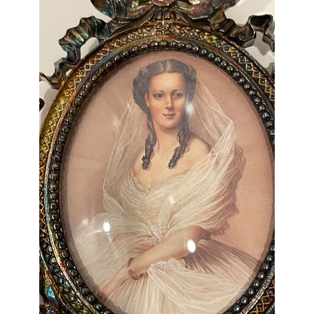 1960s Vintage Lady’s Miniature Portrait Framed For Sale - Image 4 of 5