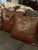 Animal Skin Vintage Distressed Leather Square Accent Throw Pillow Covers (Set of 2) 20"x20" For Sale - Image 7 of 13
