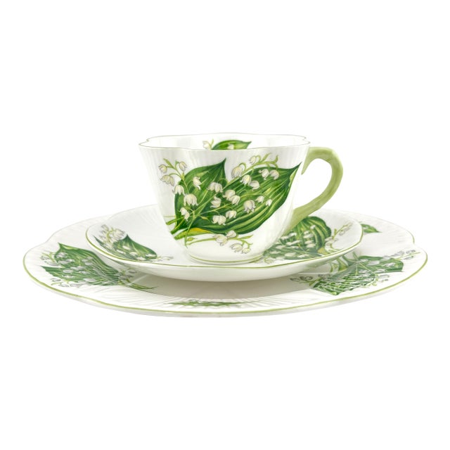 Shelley Lily of the Valley Dainty Cup, Saucer and Plate, Vintage English Bone China 3 Piece Tea Set For Sale