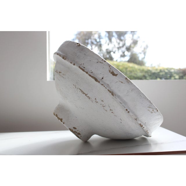 Rustic Vintage Paper-Mache Bowl/Weathered White For Sale - Image 4 of 6