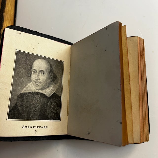 Rustic Antique Miniature Leather Book Set/3 For Sale - Image 3 of 11