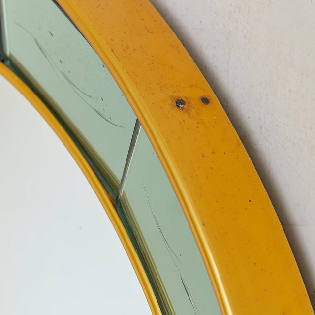 Italian Brass + Etched Glass Round Wall Mirror Attributed to Cristal Arte, 1960s For Sale - Image 10 of 10