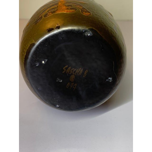 Ceramic Viintage Sascha Brastoff Ceramic Vase With Trible-Style Calligraphy For Sale - Image 7 of 9