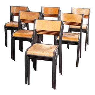 French Stacking Dining Chairs from Mullca, 1960s, Set of 6 For Sale