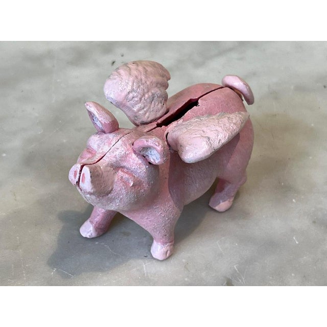 Victorian Cast Iron Flying Pig Childrens Money Box For Sale - Image 6 of 6