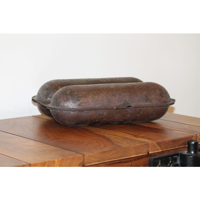 Late 19th Century Antique Ideal 1897 Metal Double Bread Loaf Baker's Mold W/ Original Clasp For Sale - Image 5 of 11