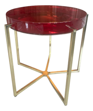 Holly Hunt Custom Lens Side Table in Rose Resin by McCollin Bryan