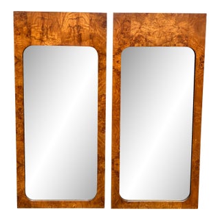 Vintage Modern Burl Wall Mirrors by Milo Baughman for Lane a Pair For Sale