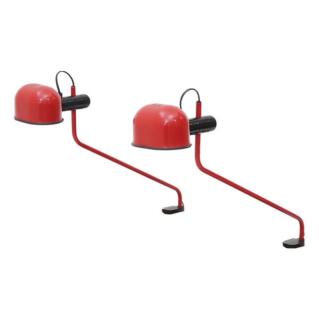 Red Metal Clamp Lamp from F. Fabbian, 1980s For Sale