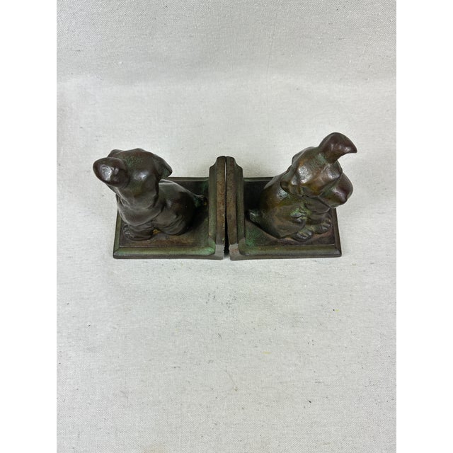 Vintage pair of cast iron terrier bookends with a verdigris finish. by Littco. This is a pre-owned item so please see all...