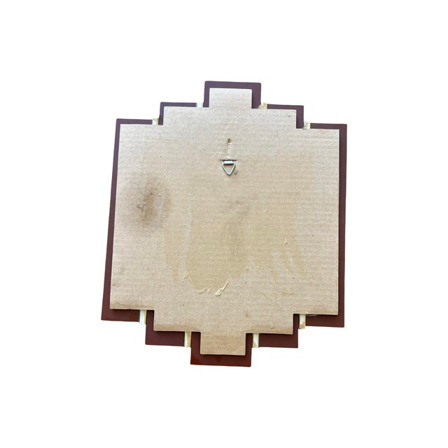 Vintage 1980s Art Deco Skyscraper Beveled Mirror Large Clock & Wall Art Set Brass For Sale - Image 4 of 8