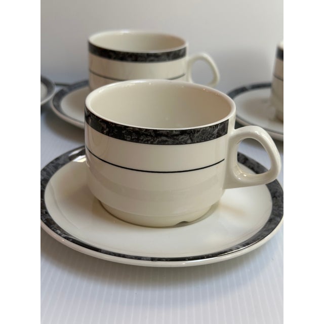 Modern 1980s Villeroy & Boch 6 Coffee/Tea Cups and Matching 6 Saucers Made in Luxembourg For Sale - Image 3 of 16