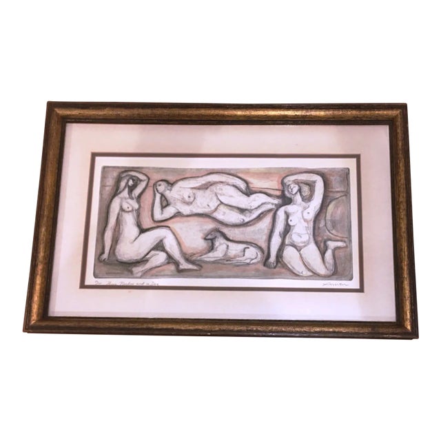 1960's Vintage Original Colored Etching by Irving Amen For Sale