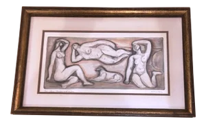1960's Vintage Original Colored Etching by Irving Amen