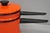 Mid 20th Century Vintage Enamel Orange & Black Metal Double Boiler Nesting Pot W/ Lid For Sale - Image 5 of 13