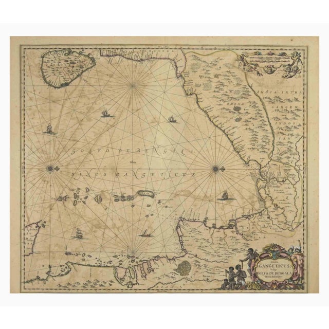 Golfo De Benngala is an antique map realized in 1650 by Johannes Janssonius (1588-1664). The Map is Hand-colored etching,...