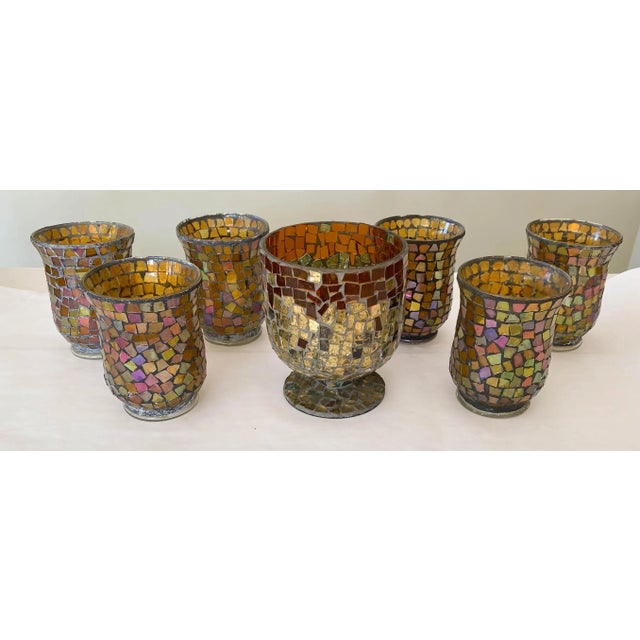 Glass Mosaic Lantern Candle Holders - 7 Pieces For Sale - Image 11 of 11