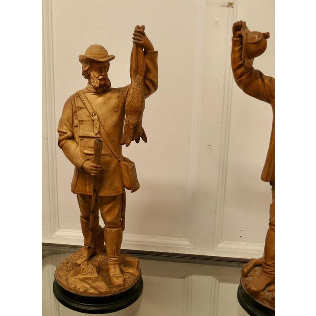 Black Forest Huntsmen Pottery Figures, 1800s, Set of 2 For Sale - Image 3 of 9