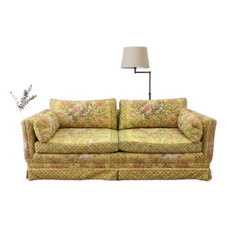 Vintage 1980s Custom-Made Thomasville Chinoiserie Floral & Bird Sofa For Sale