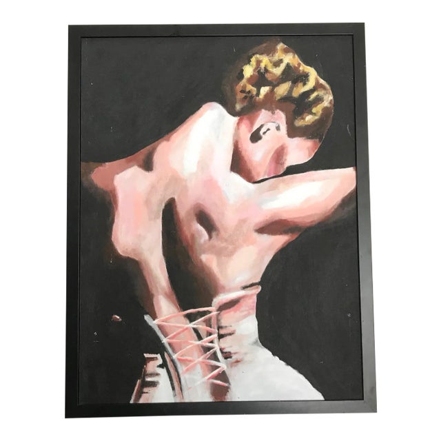 Vintage Ballerina Acrylic Painting - Framed Original For Sale