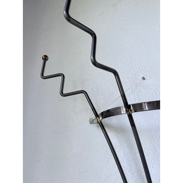Zigzag Wall-Mounted Coat Rack in Metal and Brass, 1960s For Sale - Image 11 of 18