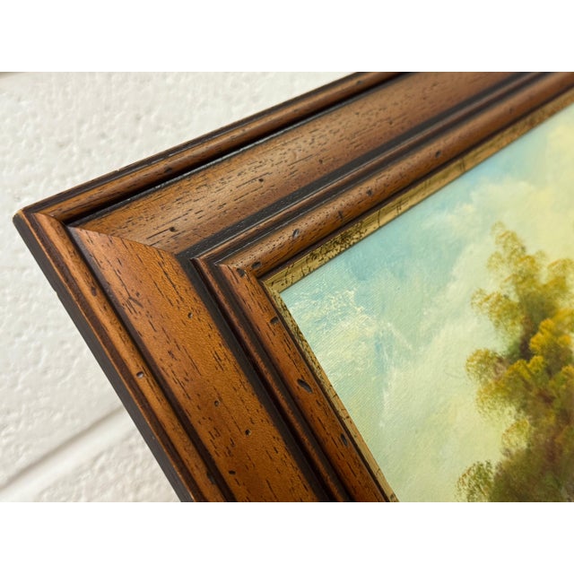 Golden haze settles on calm waters, holding a cottage in quiet reverie 1975 Circa For Sale - Image 10 of 18