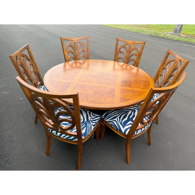 Metal Century Furniture Coastal Round (60 Inch) Dining Table and 6 Chairs- On Caster Wheels For Sale - Image 7 of 12