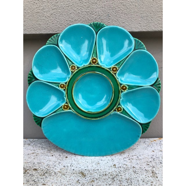 19th Century Majolica Aqua Oyster Plate Minton.