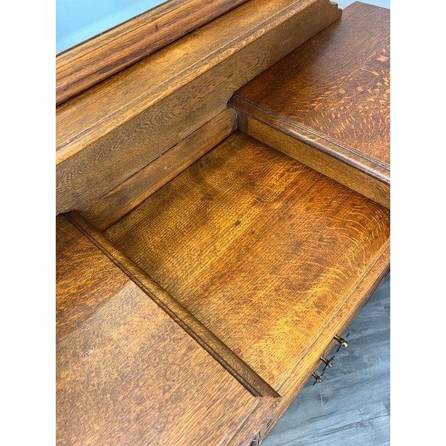 Vintage French Oak Dressing Table with Mirror For Sale - Image 6 of 17