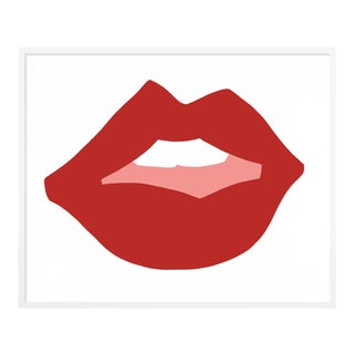 Kiss Me Bright Red by Angela Chrusciaki Blehm in White Frame, Medium Art Print For Sale