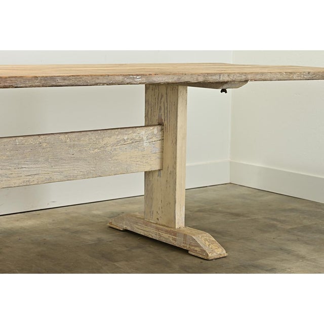 Dimensions: 30 ¼” H x 147 ⅝” W x 36 ¾” D This massive Swedish Gustavian pine dining table is over 12 feet long, (12’-3 ⅝”...