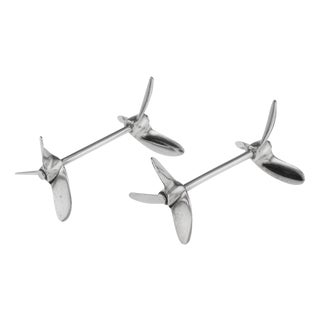 Antique English Silver Nautical Propeller Knife Rests, 1901, Set of 2 For Sale