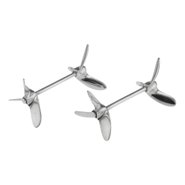 Antique English Silver Nautical Propeller Knife Rests, 1901, Set of 2 For Sale
