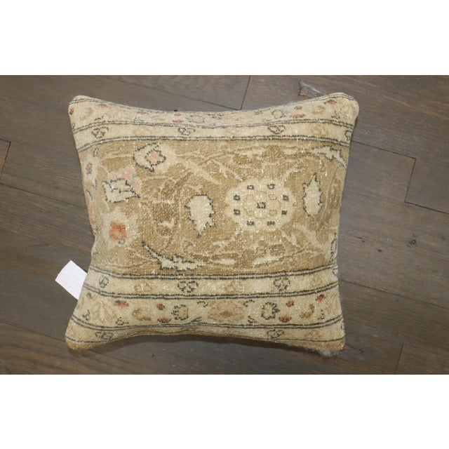 English Mini Antique Border Rug Pillow For Sale - Image 3 of 4