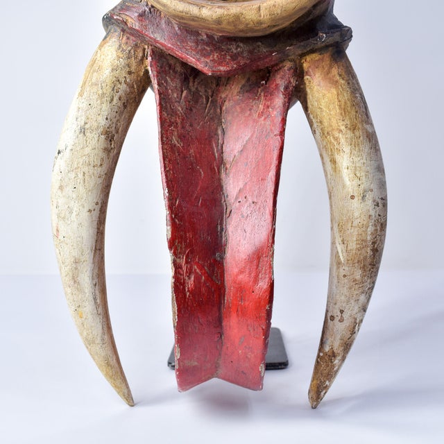 African Antique Red Elephant Mask Cote d'Ivoire For Sale - Image 9 of 17
