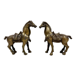 Mid 20th-Century Pair of Chinese Bronze Tang Horse Figurines