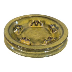 Vintage 1950's Studio Pottery Olive Green Ceramic Ashtray