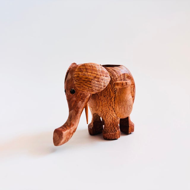 Brown Wood Elephant Toothpick Holders - Set of 2 For Sale - Image 8 of 9